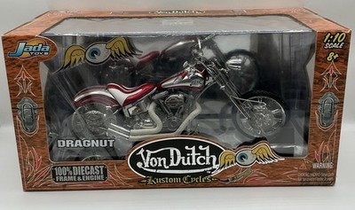 Jada Toys Von Dutch Kustom Cycles  1:10 DRAGNUT  RED & White 100% DIE-CAST