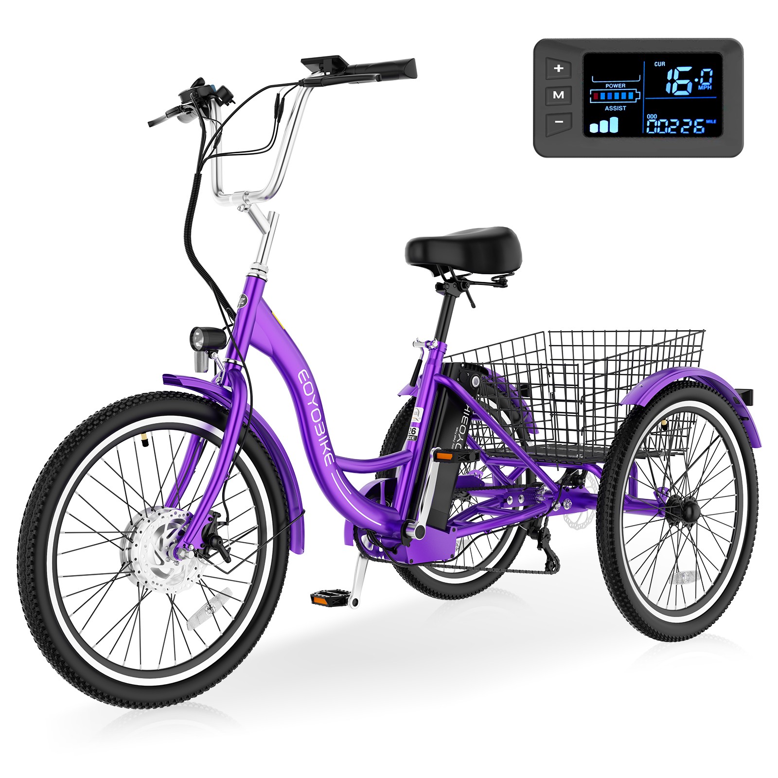 NAIZEA  Adult Electric Tricycle 7 Speed 24" 26" Adults Trike Cruiser Bike 350W