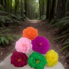 Set Of 6 Mexican Crep  Paper Flowers.