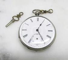 Antique Private Label Key Wound Pocket Watch w/ Coin Silver Case; 48mm ~ 9-G640