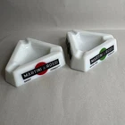 Vintage Martini & Rossi Vermouth Opalex Milk Glass Ashtrays Set of 2 France