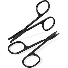 Professional Stainless Steel Facial Hair Trimming Scissors 2 Pack Curved Rounded