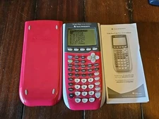 Texas Instruments TI-84 Plus Silver Edition Red/Pink Graphing Calculator + Cover