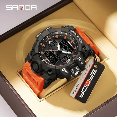 SANDA G Style Herrenuhr Analog Digital Wasserdicht Sport LED