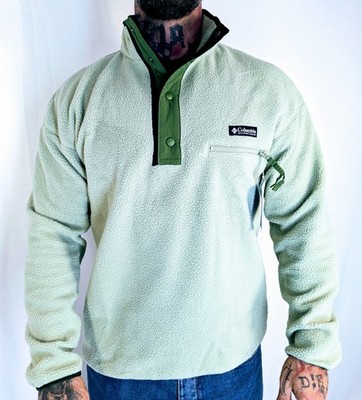 Columbia Sweatshirt Pulli Helvetia Teddyfell Fleece hell grün gestreift Herren