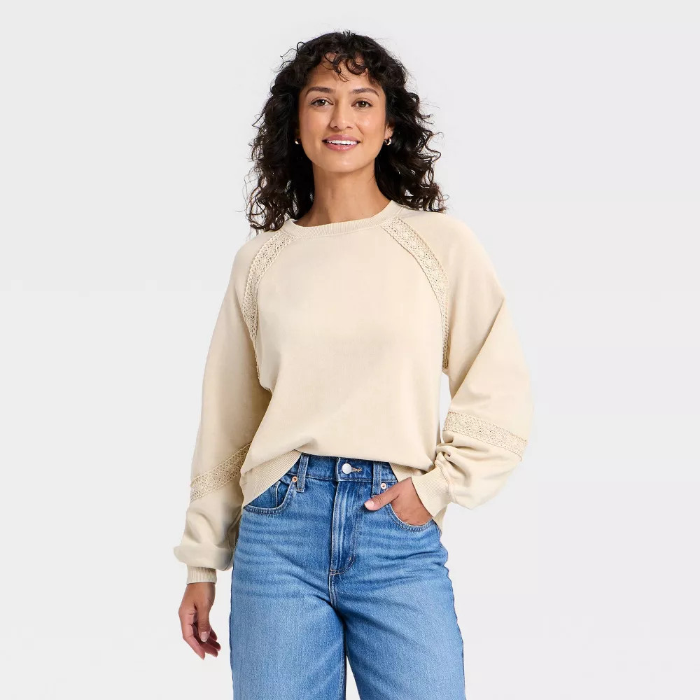 Women Crochet Trim Sweatshirt - Universal | eBay