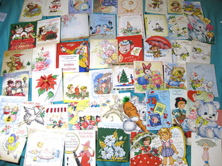85 torn VINTAGE 1940S 1950's GREETING GET WELL BDAY CARDS CHILDRENS FRONT ONLY