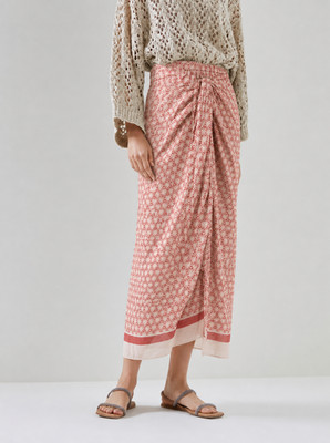 Brunello Cucinelli Sarong Midi Skirt Floral Cotton Size 8 IT 44 New Tag $1995