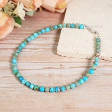 8.5" Blue Sea Sediment Jasper Gemstone Dainty Anklet 3mm Beads Crystal Gifts