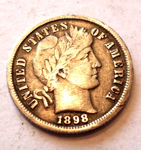 1897 & 1898 Barber Dimes--2 VF Coins