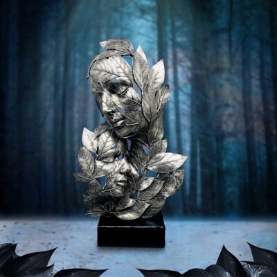 Große Blätter umarmen abstrakte Skulptur Figur Wohndeko Neu & Originalverpackt 38 cm