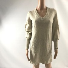Madewell Size XXS Bubble-Sleeve Sweater Dress Off White LongSleeve Knit K5381