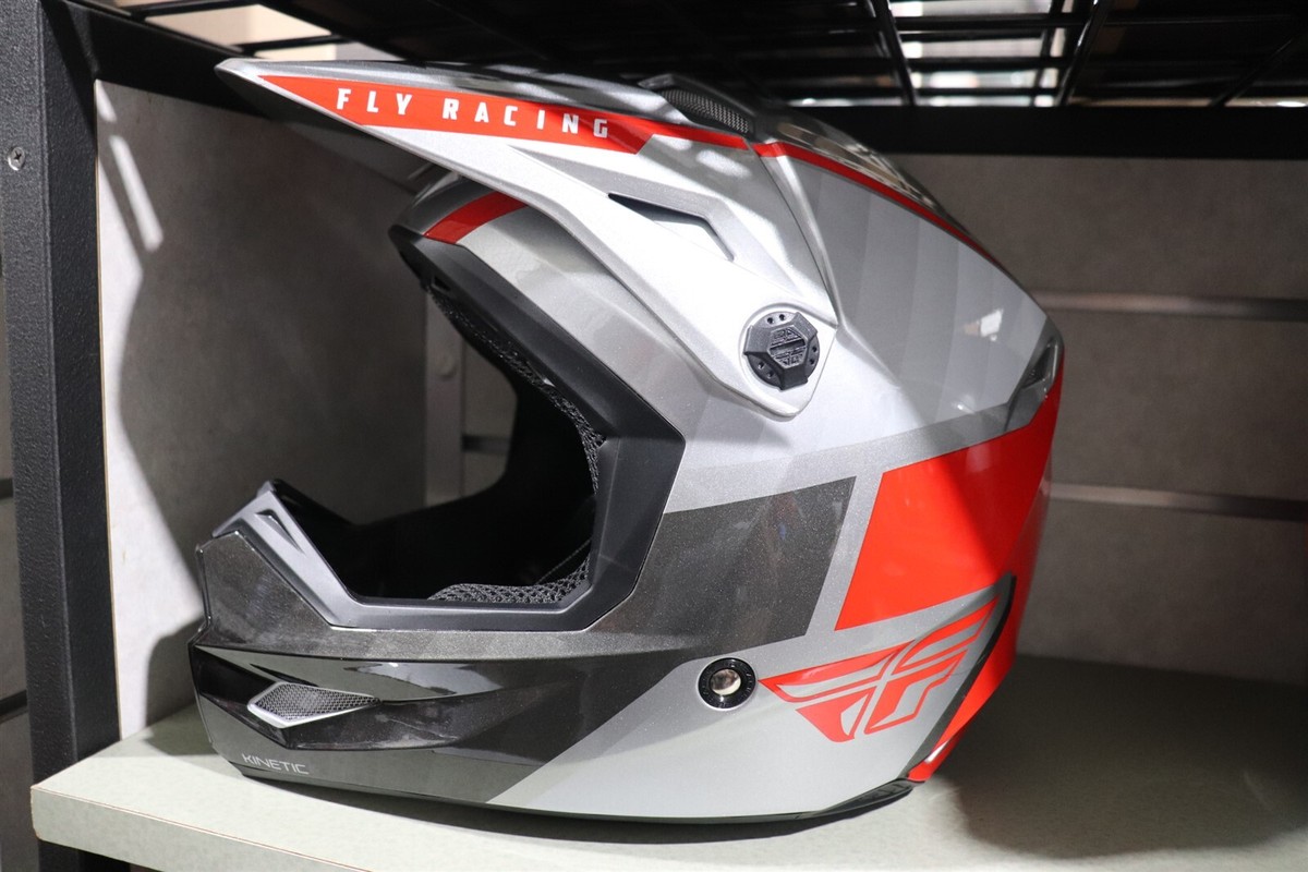 Fly Kinetic Helmet Off Road Dirt Bike Atv Mx Helmet GRAY RED
