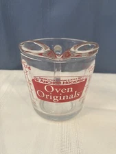 Vintage Anchor Hocking Oven Originals Red Graphics 1-Cup Glass Measuring Cup.