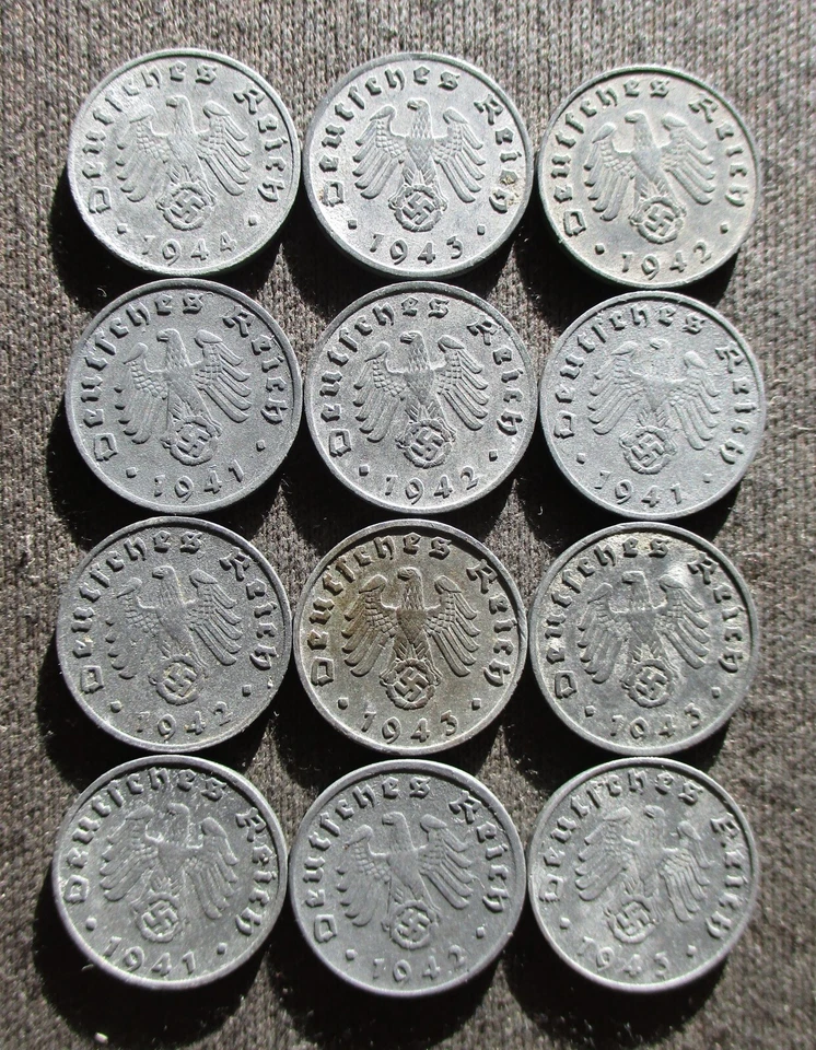 LOT OF AUTHENTIC OLD COINS OF THIRD REICH NAZI GERMANY (1940-1944) WORLD WAR II - Image 2 of 3