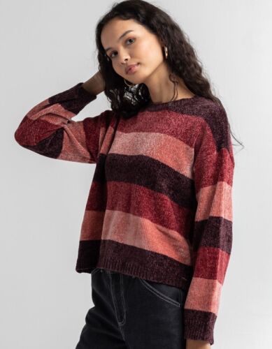Volcom Bubble Tea Sweater Pullover Chenille Boxy Fit SMALL Color: Black Plum $60 - Picture 2 of 14