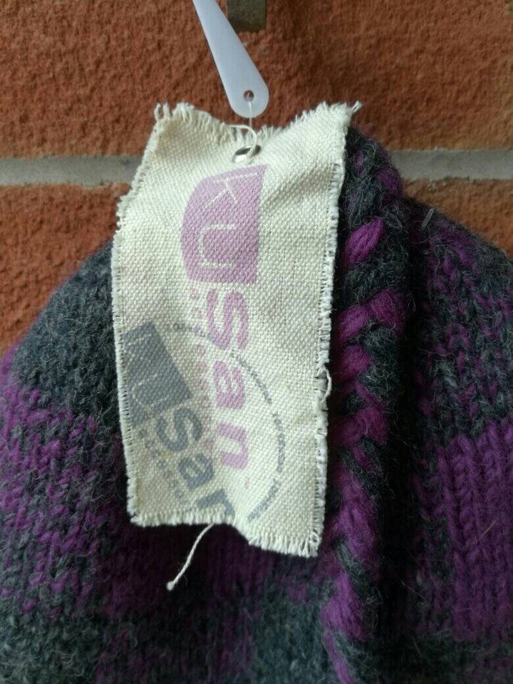 KUSAN WOOL EAR FLAP TRAPPER STYLE HAT PURPLE CHARCOAL MIX BNWT eBay