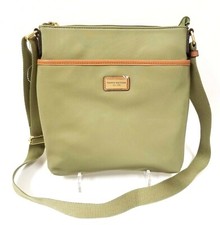 NEW TOMMY HILFIGER OLIVE GREEN NYLON,BROWN TRIM,GOLD ACCENT CROSSBODY, BAG