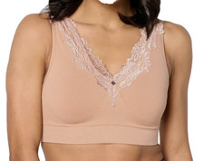 Breezies Touch of Lace Wirefree Contour Bra X-Large Warm A628153 Foam Cup 12120