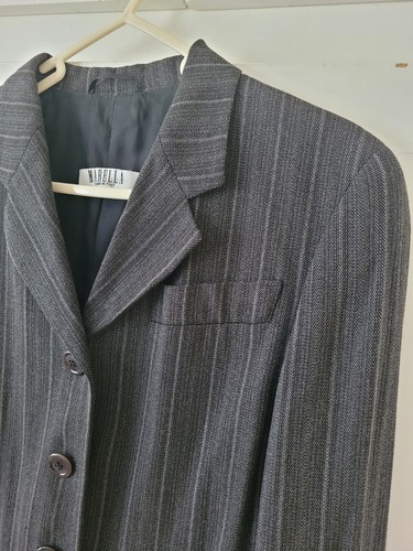 Giacca blazer Marella Max Mara grigio a righe misto lana - UK10 monopetto - Foto 3 di 12