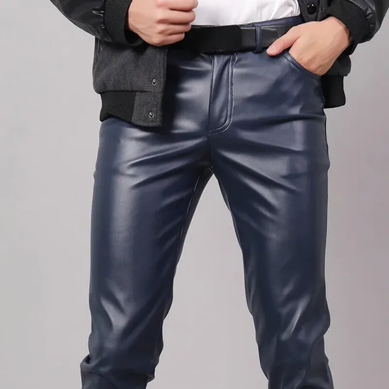 Pantalones de cuero PU estilo rock de moda para hombre Pantalones de baile de club nocturno para club nocturno...