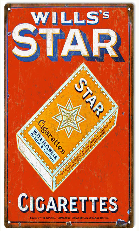 wills star cigarettes Vintage Style Metal Sign Wills Star Cigarettes Cigar 8x14