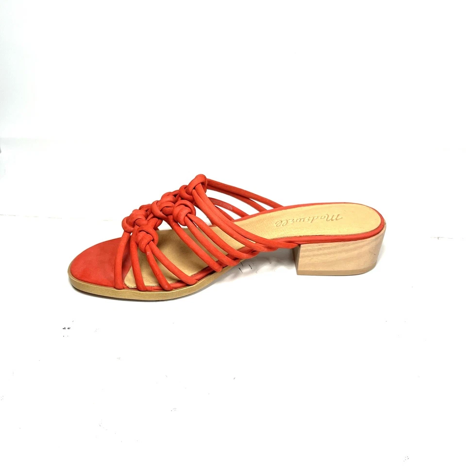 Madewell Dakota Sandals Slides Women’s Size 6.5 Knotted Strappy Orange Suede New - Image 4 of 4