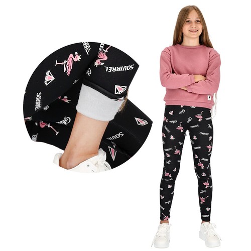 Girl's Warm Thick Fleece Lined Leggings Kids Uniqe Christmas Patterns Pants FS69 - Picture 53 of 93