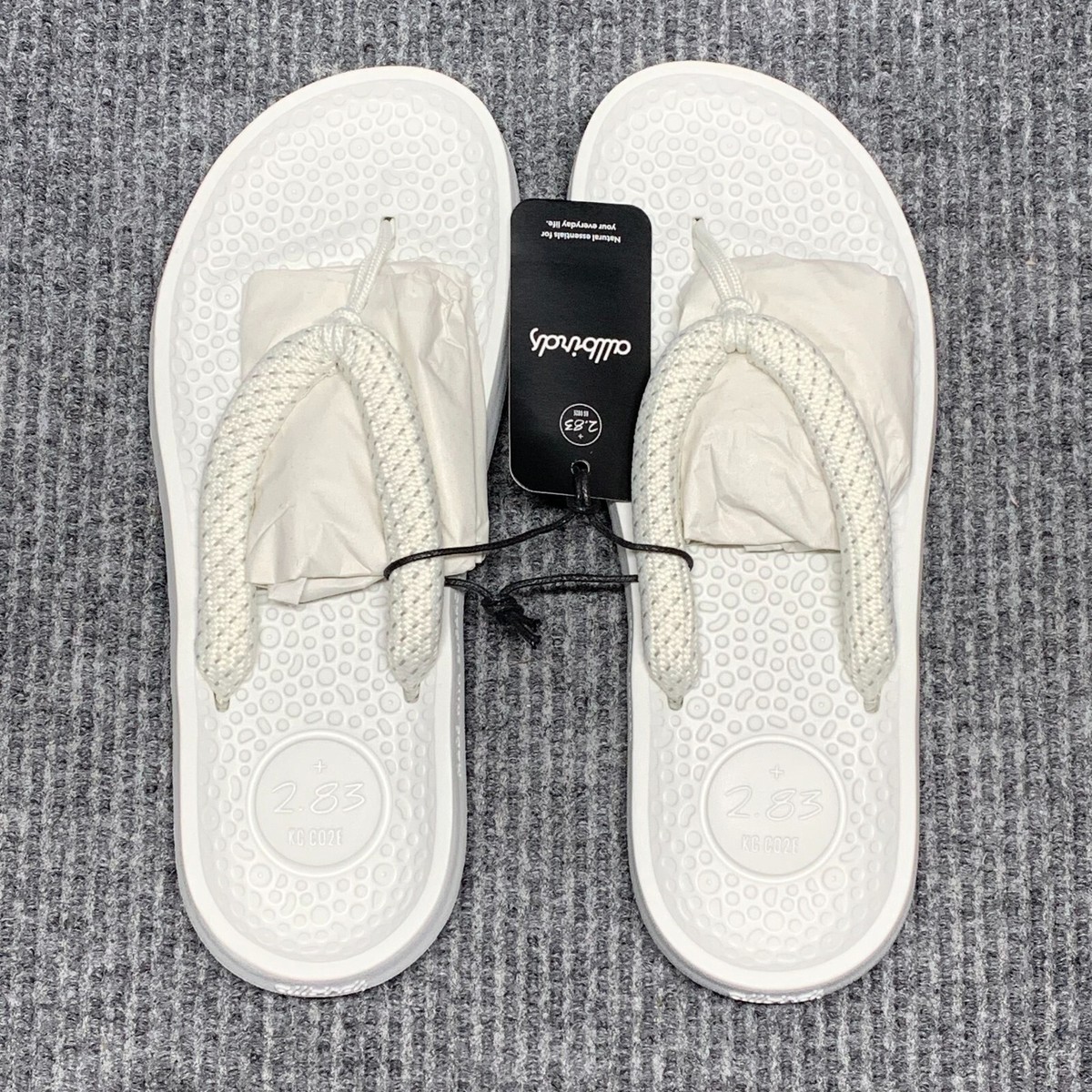 AllBirds Slides Mens Sugar Zeffer Flip Flops/Sandals Blizzard White  Mens