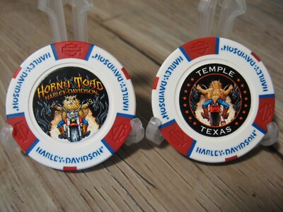 1 Horny Toad Harley Davidson Emblem Poker Chip - Temple, Texas - Red White Blue