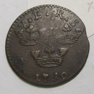 SCHWEDEN Friedrich I Kupfer 1 Erz 1719 KM 384,2 Erhaltung wie Bilder