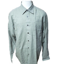 Hugo Boss Men's Size 17 43 Solid Green Cotton Long Sleeve Dress Shirt