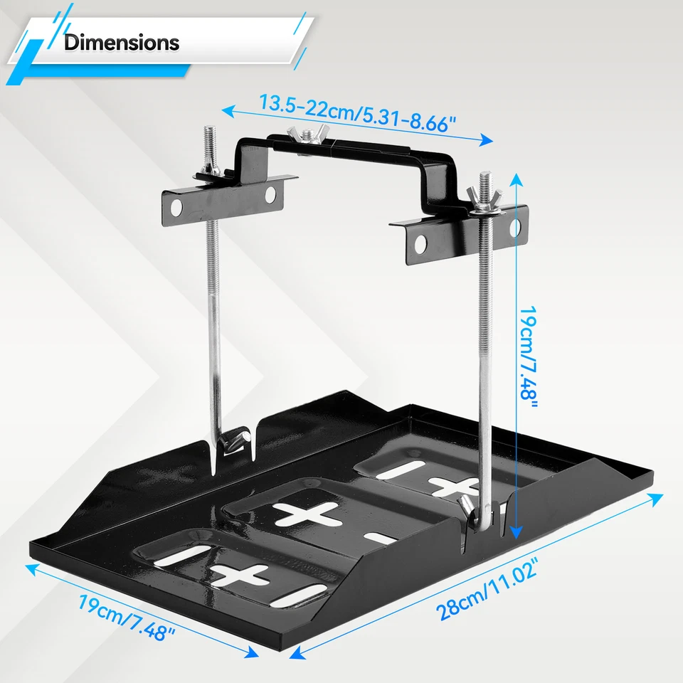 Universal Storage Battery Holder Adjustable Tray & Hold Down Clamp Bracket  Kit - Image 2 of 4
