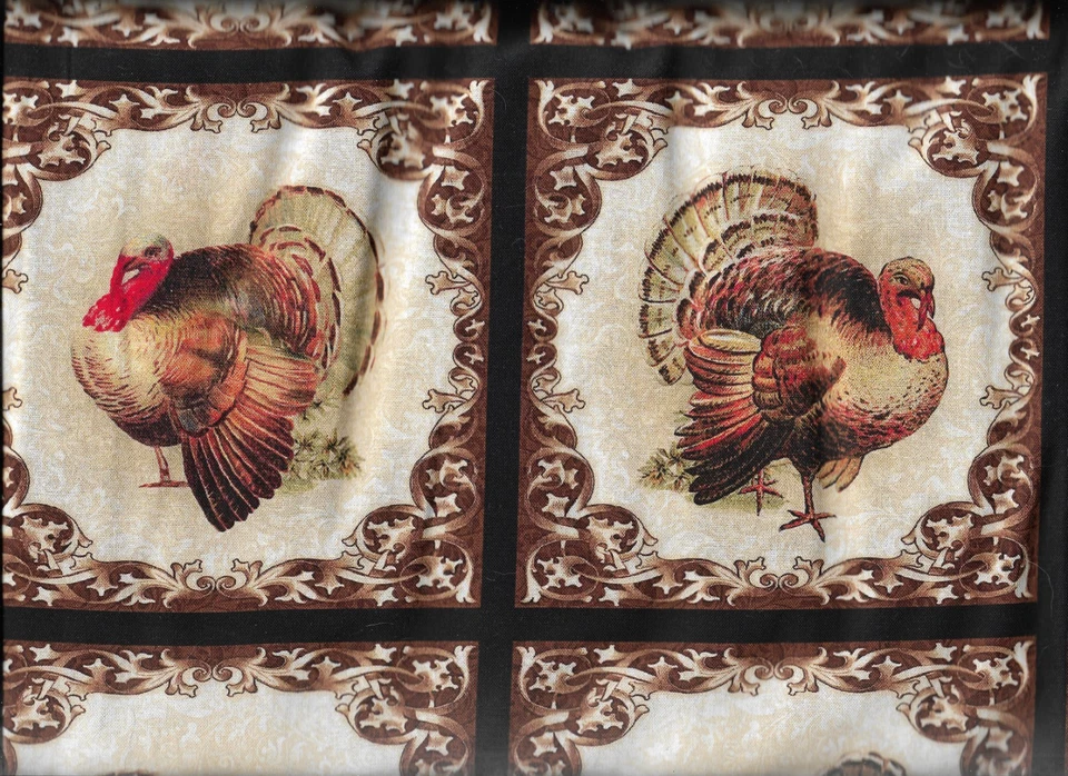 Tela de Acción de Gracias 45" 100% algodón "Turkey Time Squares" de Benartex Fabrics Foto 2 de 2