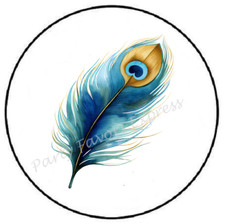 PEACOCK FEATHER ENVELOPE SEALS LABELS STICKERS PARTY FAVORS
