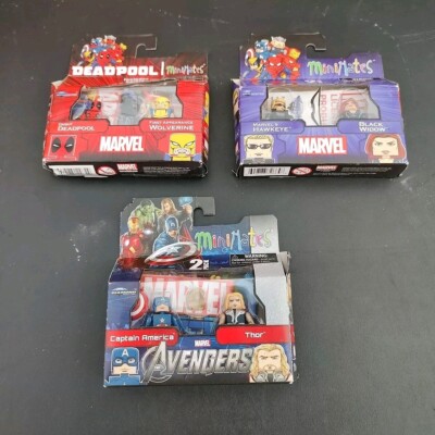 Marvel Minimates Lot Of 3 Deadpool, Wolverine, Thor, Captain America, Hawkeye