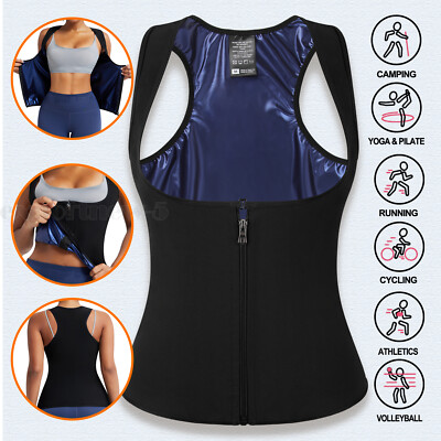 Sauna Anzug für Damen Taille Trainer Weste Schweiß Tank Top Body Shaper Zipper