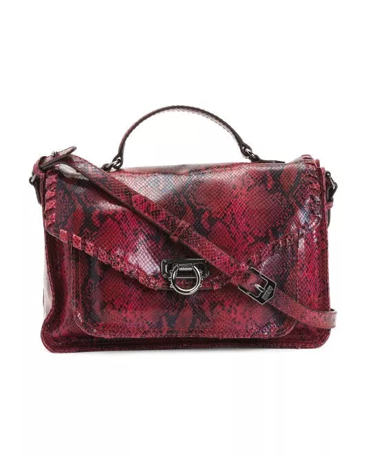 Bolsa satchel Aimee Kestenberg East Side rubi cobra em relevo nova com etiquetas MSRP $265 ÚLTIMA!