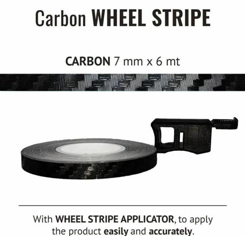 CARBON FIBRE FIBER WHEEL RIM TAPE AND APPLICATOR 7mm x 6mt REFLECTIVE VINYL SEL - 第 1/3 張圖片
