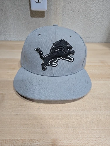 Detroit Lions New Era 59Fifty NFL Fitted Hat Gray Black Size 7 On Field Unused