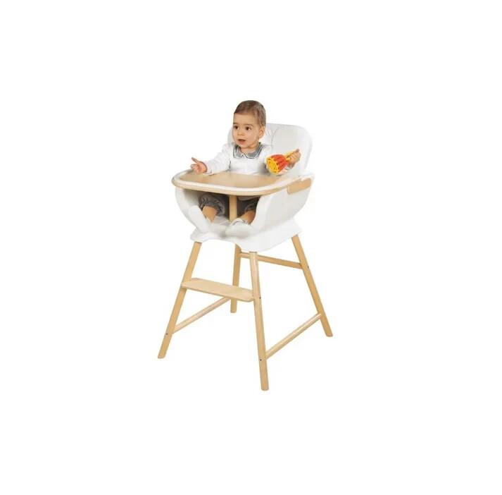 Igloo Wooden Baby High Chair With Tray In White HE1789113 NEW