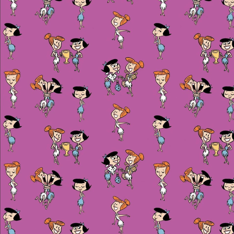 LOS PICAPIEDRA EN CAMELOTE PÚRPURA NIÑOS CLÁSICO TV DIBUJOS ANIMADOS TELA DE ALGODÓN 1/2 YD Foto 2 de 4