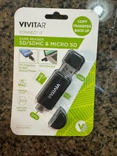 Vivitar - VIVCR46N-NOC - SDHC / Micro SD Card Reader Connect USB A / Micro USB