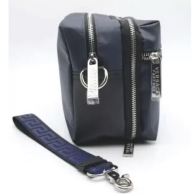 VERSACE PARFUMS Blue / Blac Toiletry Pouch Clutch Bag with Black  