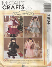 MCCALLS CRAFTS 7934 18" DOLL BETSY MCCALL  WINTER HOLIDAY WARDROBE SEWING PATTERN