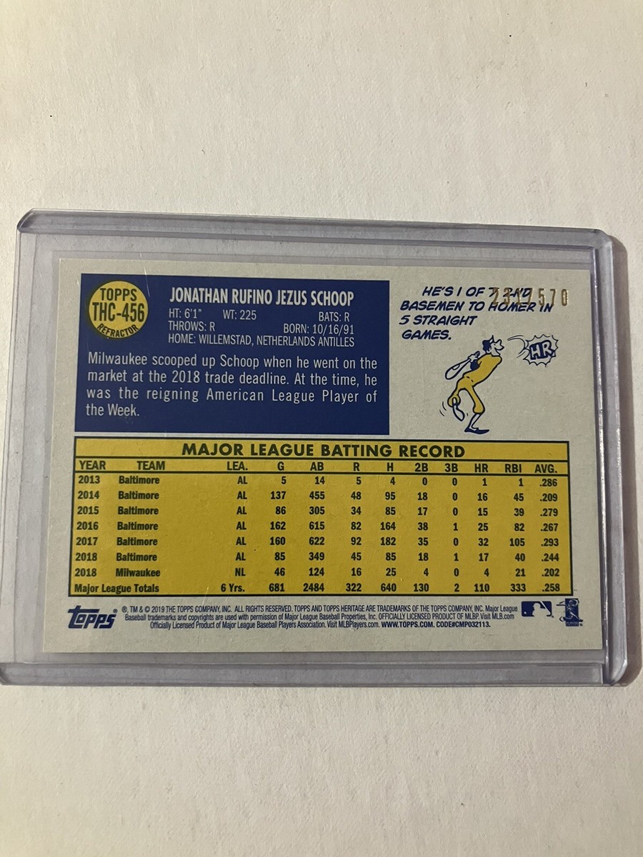 2019 Topps Chrome Heritage Baseball THC-456 Jonathan Jezuz Schoop