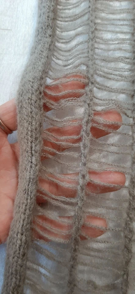 Cárdigan Suéter Kensie XS Tejido Transparente Abierto Tostado Grunge Envejecido Boho Chic Foto 4 de 4