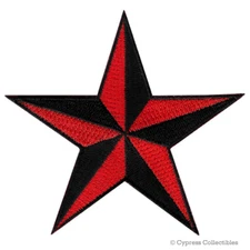 NAUTICAL STAR PATCH iron-on embroidered BLACK RED NAVY SAILOR TATTOO SYMBOL new
