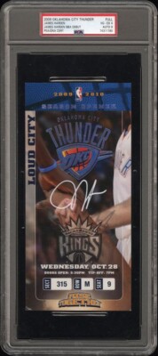 JAMES HARDEN SIGNED NBA DEBUT FULL TICKET 2009 OKC THUNDER 10/28