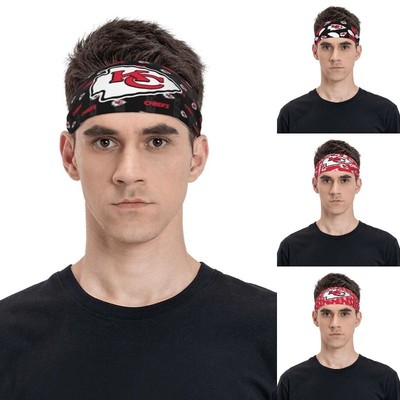 2pcs Kansas City Chiefs Fans Sports Sweatband Adult Stretch Headband Hair Band